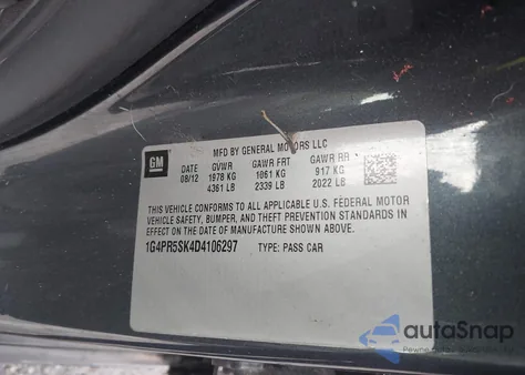 2013 Buick Verano Convenience Group from USA, damaged, VIN 1G4PR5SK4D4106297